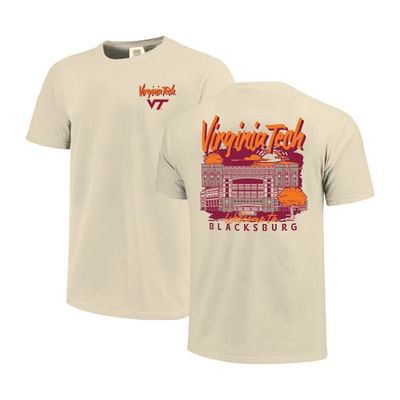 IMAGE ONE Men's Image One Natural Virginia Tech Hokies Comfort Colors Hand-Drawn Campus Stack T-Shirt 