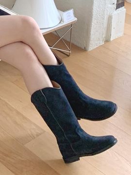 IN THE STAR Handcrafted Western Round Toe Middle Boots