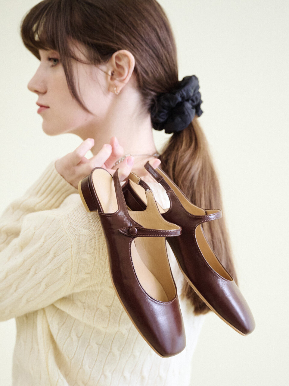 IN THE STAR Square Snap Slingback_Choco Brown