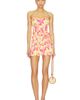 Indah Indah Abigail Printed Pinch Front Bandeau Bubble Ruffle Mini Dress With Scarf - 2