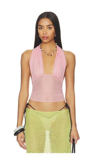 Indah Indah Gisela Solid Gathered Tie-back Halter Top