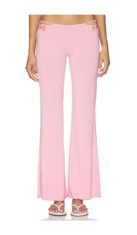 Indah Indah Valentina Solid Low Rise Long Pant With Embroidered Rose Kerawang Detail