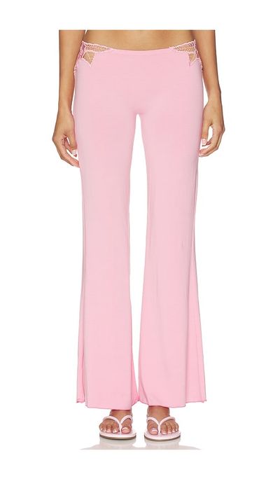 Indah Indah Valentina Solid Low Rise Long Pant With Embroidered Rose Kerawang Detail