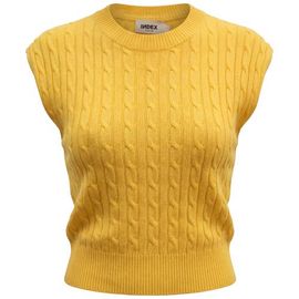 Index Index Cable Knit Ribbed Trim Sweater Vest