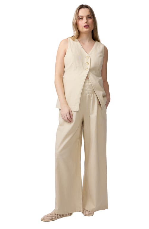 Ingrid & Isabel Ingrid & Isabel Porto Smocked Waist Linen Maternity Pant