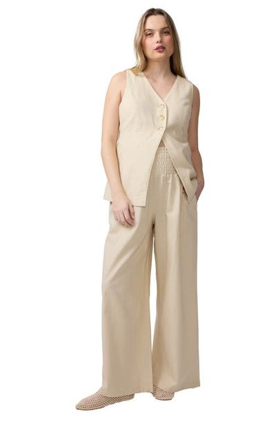 Ingrid & Isabel Ingrid & Isabel Porto Smocked Waist Linen Maternity Pant