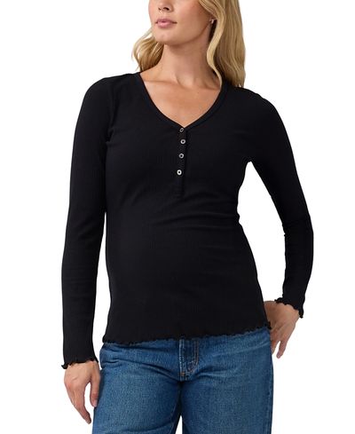Ingrid & Isabel Ingrid & Isabel Rib Maternity & Nursing Henley Top