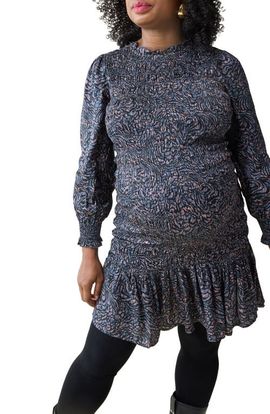 Ingrid & Isabel® Ingrid & Isabel® Smocked Occasion Bracelet Sleeve Sateen Maternity Dress