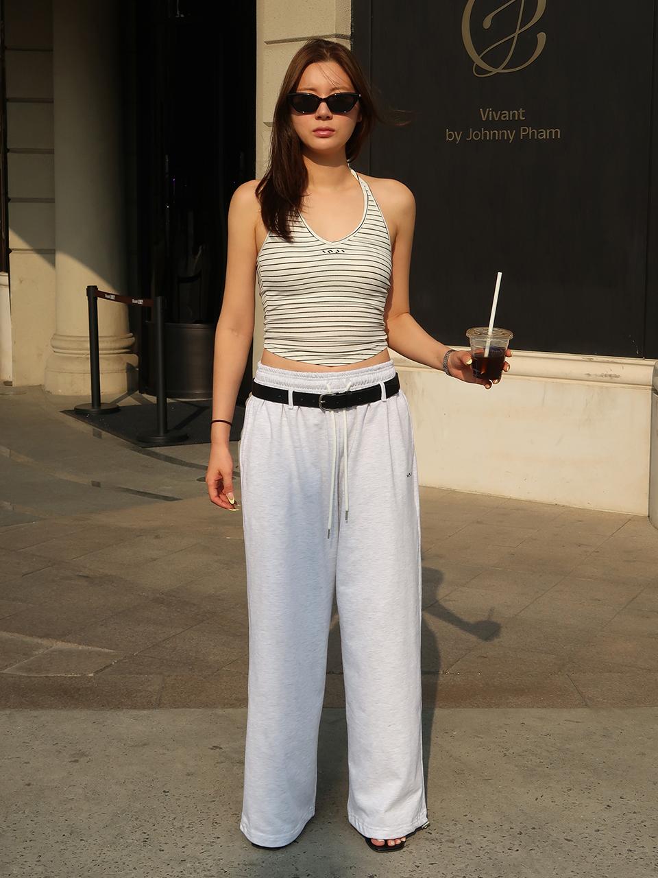 INJIACTIVE Belted Two-way Sweatpants [Light Gray]