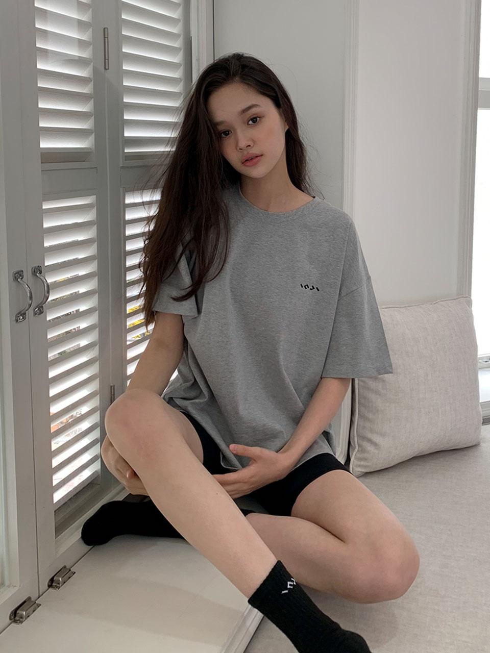 INJIACTIVE Cotton Oversized T-Shirt Gray