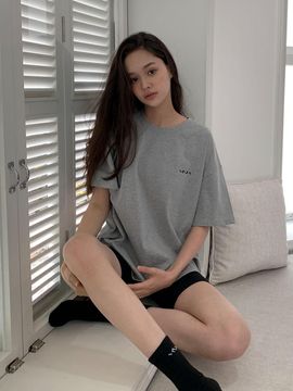 INJIACTIVE Cotton Oversized T-Shirt Gray
