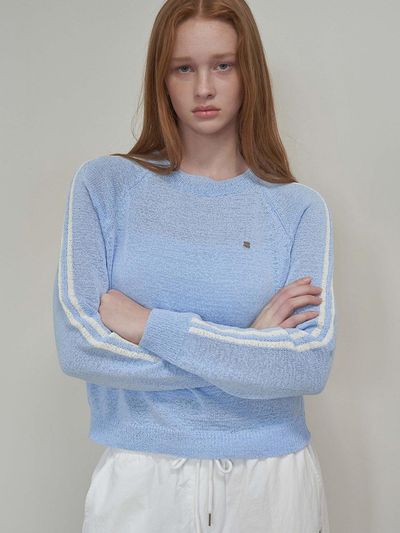 INJIACTIVE Preppy Summer Knit light blue