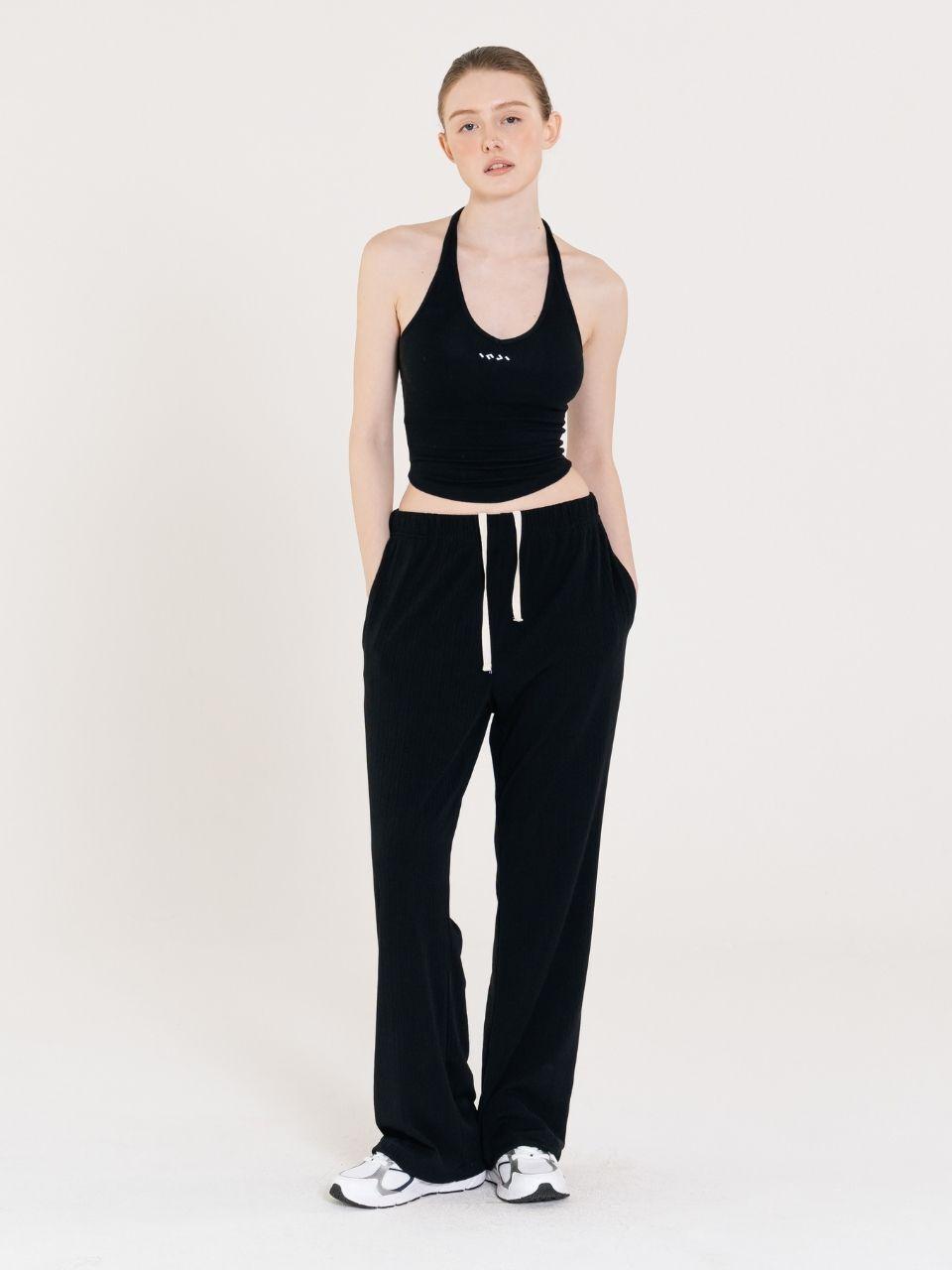 INJIACTIVE Semi-wide Pleats Banding Pants [Black]