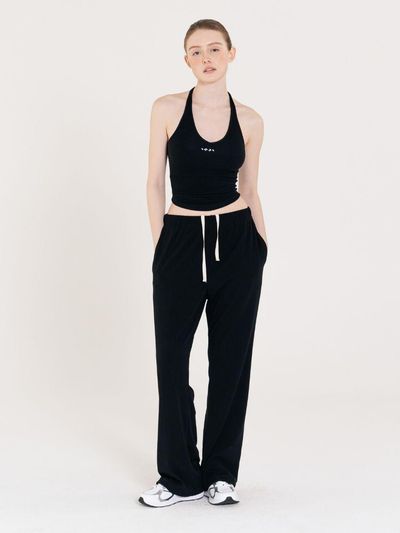 INJIACTIVE Semi-wide Pleats Banding Pants [Black]