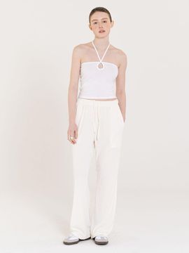 INJIACTIVE Semi-wide Pleats Banding Pants [Ivory]