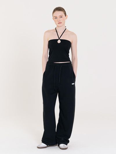 INJIACTIVE Semi Wide Logo Sweatpants [Black]