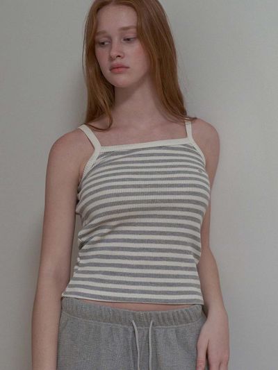 INJIACTIVE Stripe Waffle Sleeveless Gray