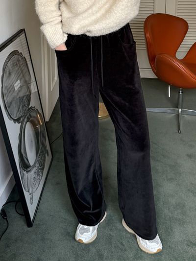 INJIACTIVE Velvet Pants_Black