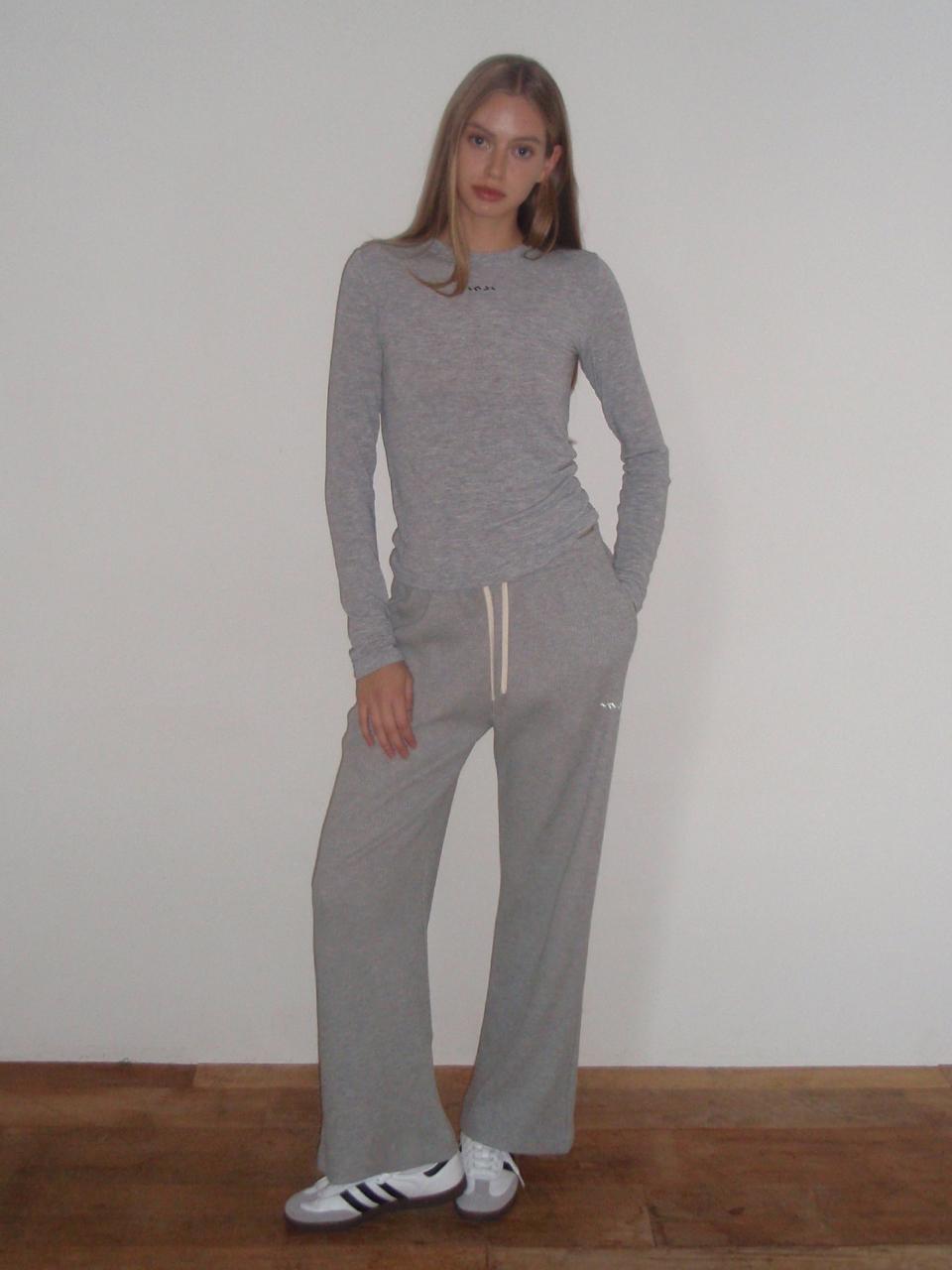 INJIACTIVE Waffle Textured Premium Sweatpants [Gray]