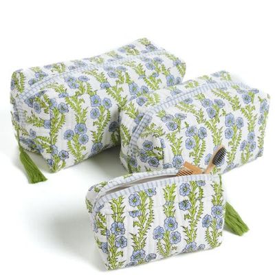 Inner Child Inner Child Forget Me Not Blockprint Makeup Bag