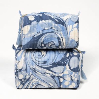 Inner Child Inner Child Ocean Wave Hand Marbled Cosmetic Bag