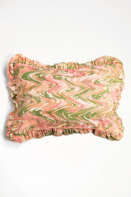 Inner Child Inner Child Peony Bloom Ruffled Hand-Marbled Pillow - Cover +