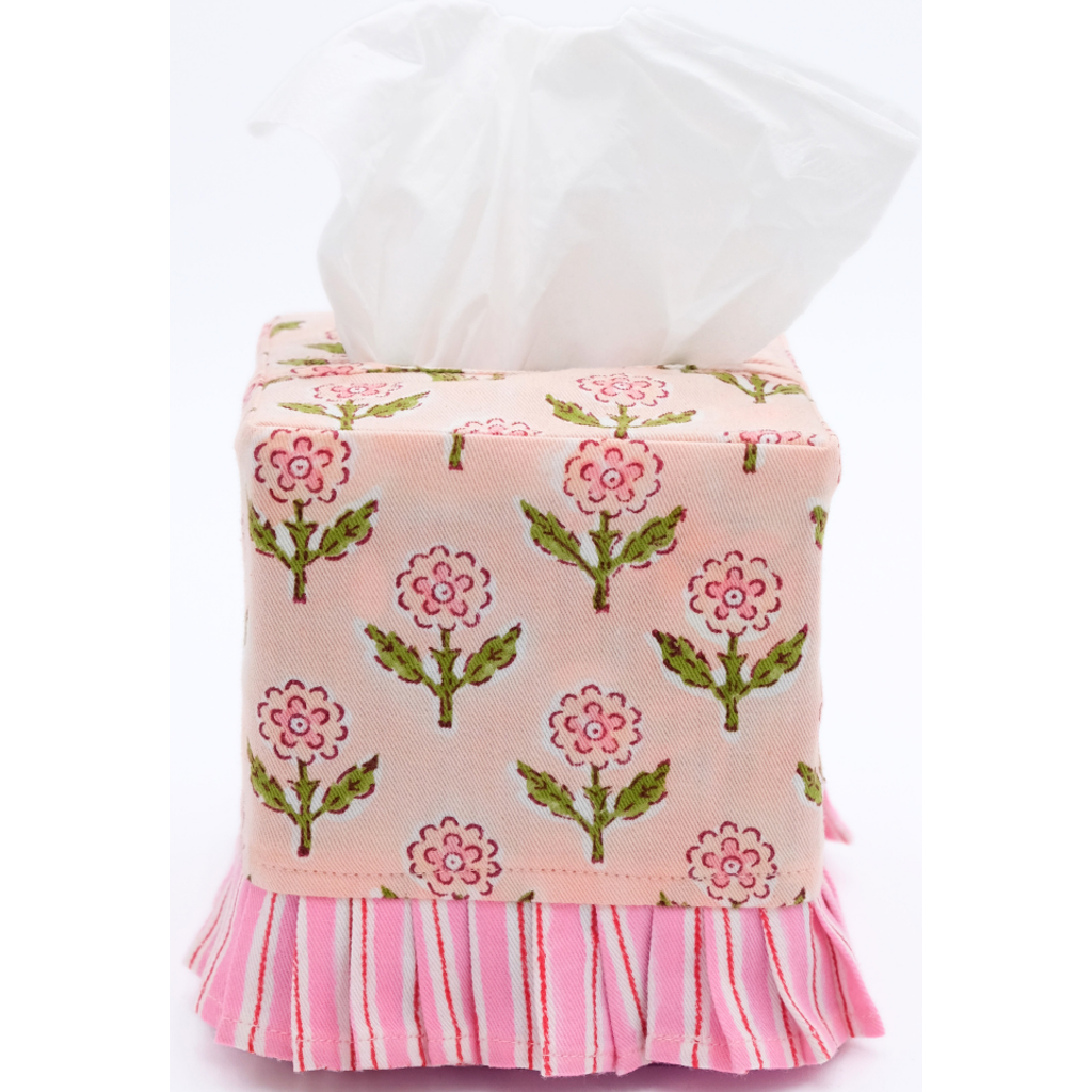 Inner Child Mona Blockprint Ruffled Tissue Box Cover - Thumbnail 4