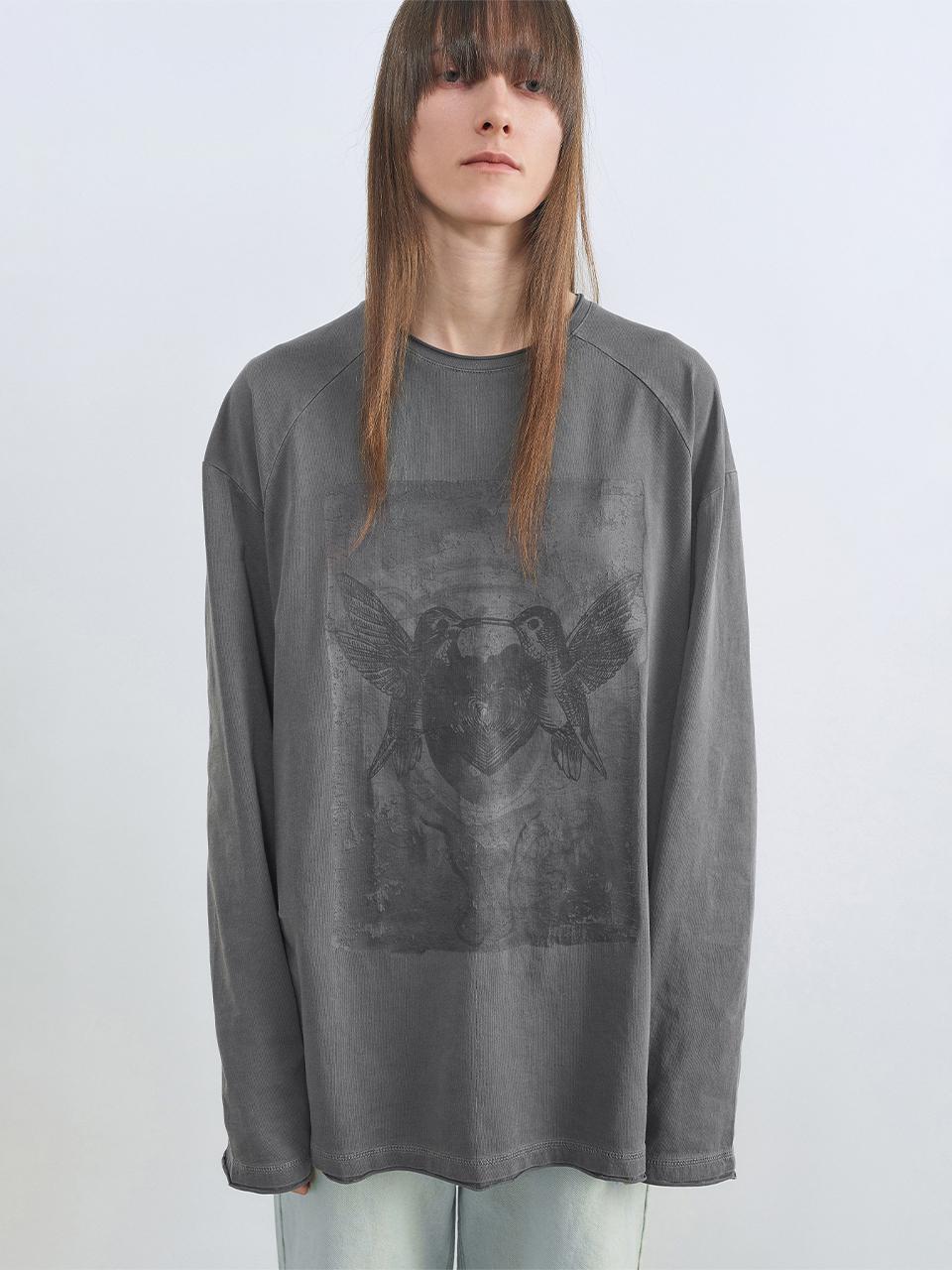 INSILENCE WOMEN Grotesque Long Sleeve T-Shirts [CHARCOAL]