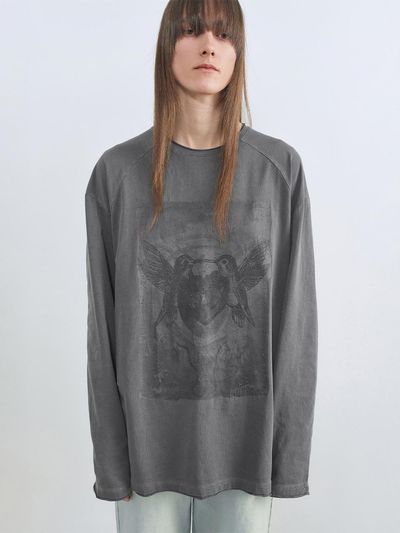 INSILENCE WOMEN Grotesque Long Sleeve T-Shirts [CHARCOAL]