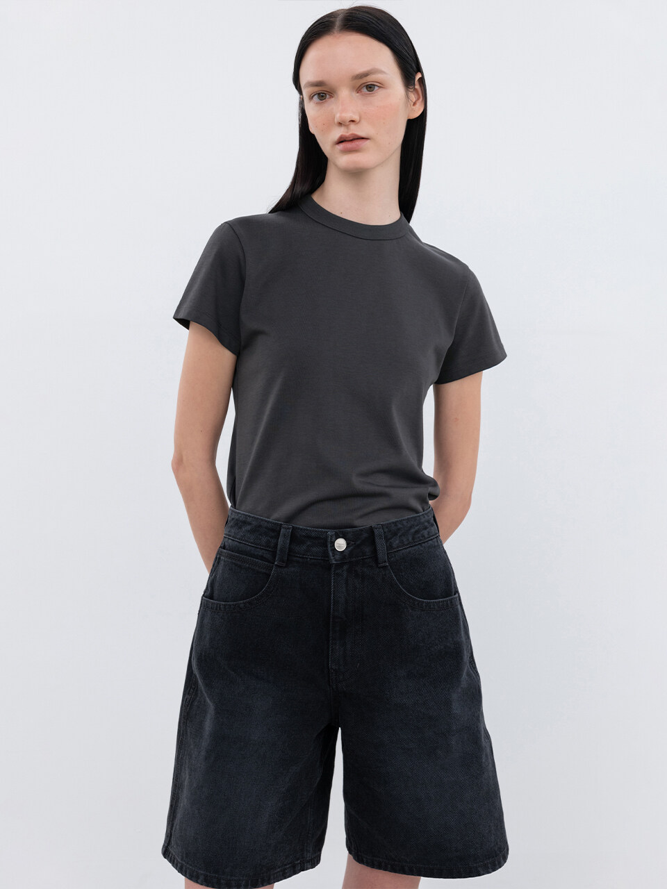 INSILENCE WOMEN W Supima Cotton Premium T-shirt_Charcoal