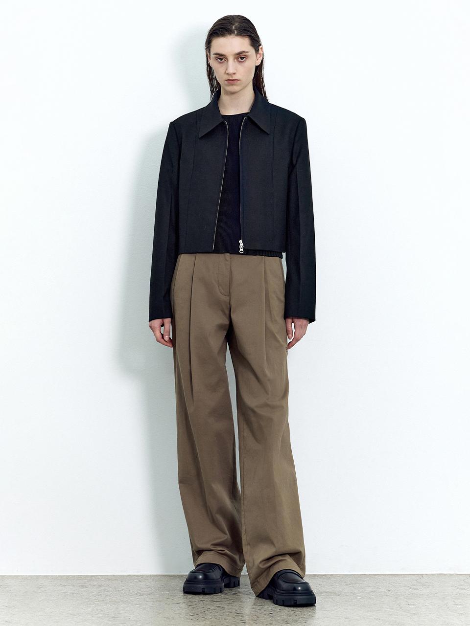 INSILENCE WOMEN Wide chino pants GREEN BEIGE