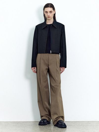 INSILENCE WOMEN Wide chino pants GREEN BEIGE