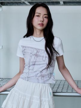 INSTANTFUNK Denim Print T-shirt [Black]