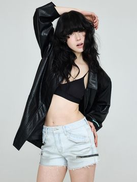 INSTANTFUNK Eco Leather Half Jacket [Black]