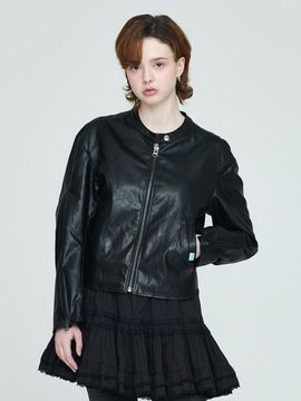 INSTANTFUNK Eco Leather Short Jacket [Black]