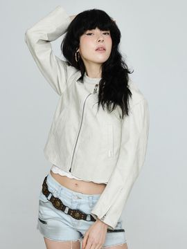 INSTANTFUNK Eco Leather Short Jacket [Ivory]