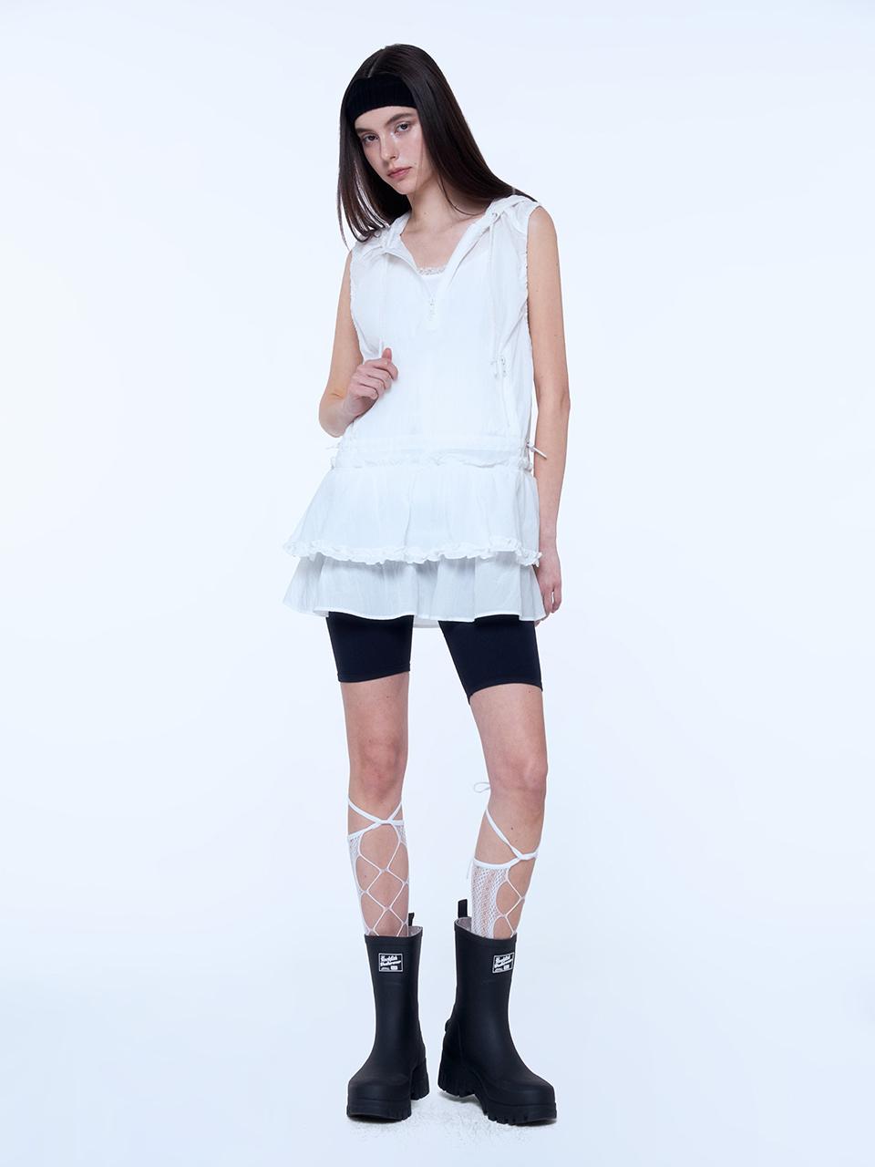 INSTANTFUNK Frilled Hood Dress [WHITE]