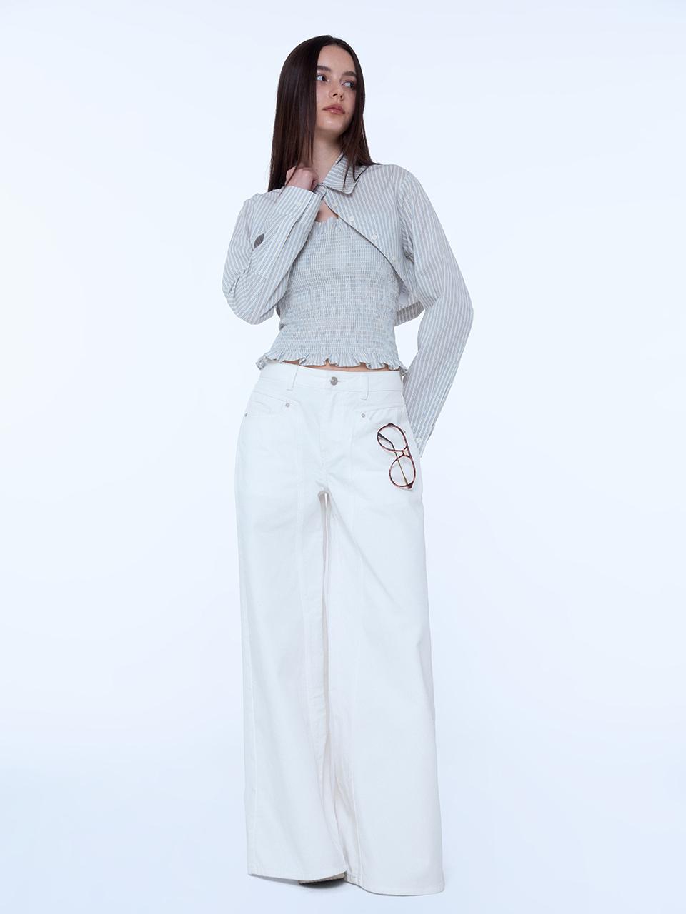INSTANTFUNK Line Denim Wide Pants [White]
