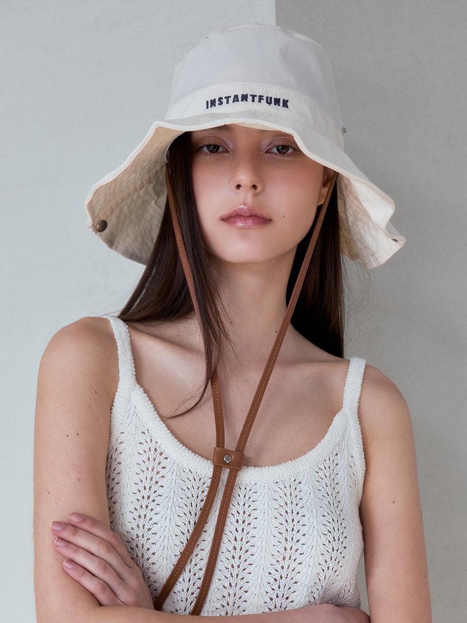 INSTANTFUNK Nylon Embroidered Bucket Hat [Ivory]