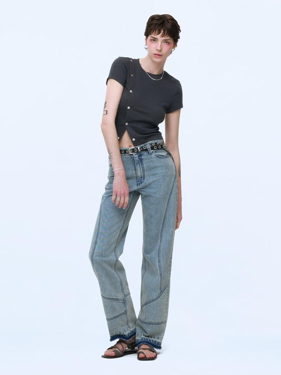 INSTANTFUNK Semi-Wide Denim Pants [Blue]