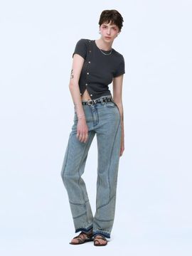 INSTANTFUNK Semi-Wide Denim Pants [Blue]