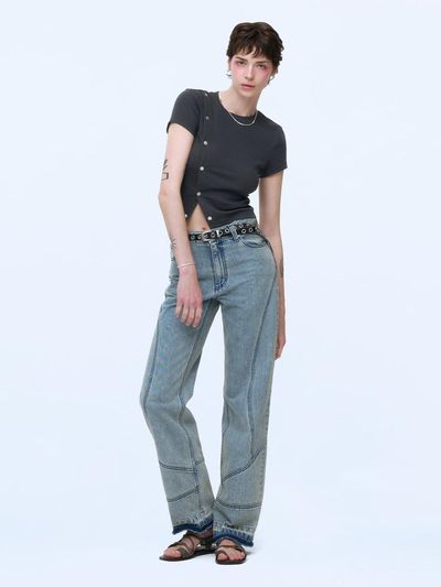 INSTANTFUNK Semi-Wide Denim Pants [Blue]