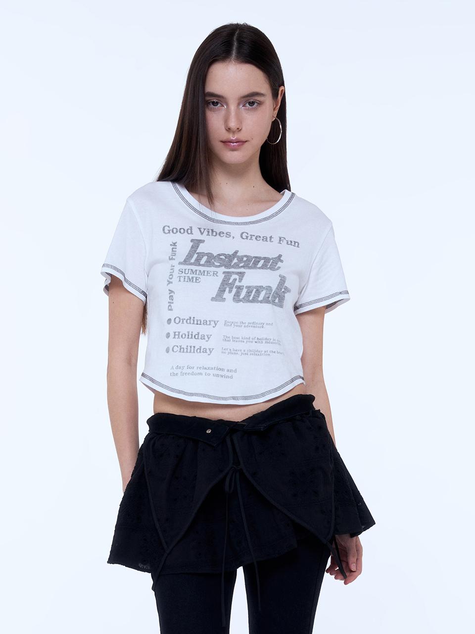 INSTANTFUNK Stitch Crop T-shirt [WHITE]
