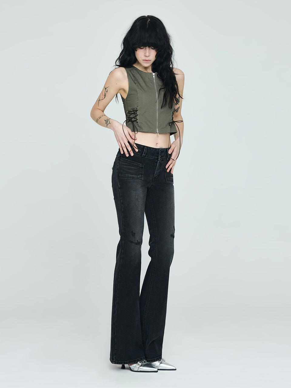 INSTANTFUNK Two-button Bootcut Denim [Black]