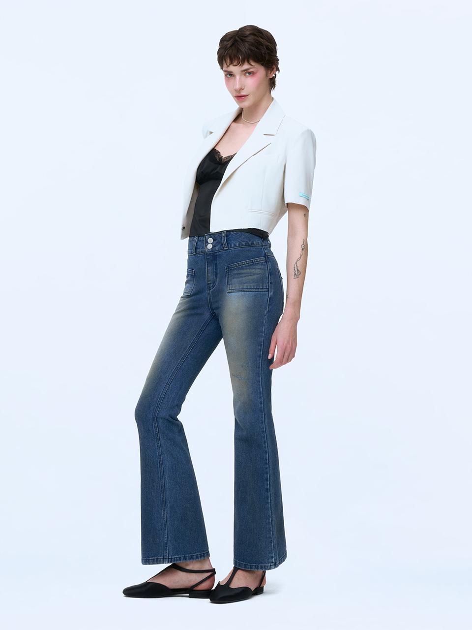 INSTANTFUNK Two-button Bootcut Denim [Blue]