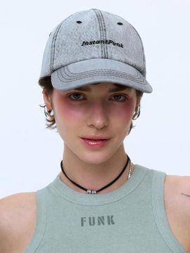INSTANTFUNK Washed Embroidered Ball Cap [Grey]