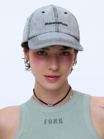 INSTANTFUNK Washed Embroidered Ball Cap [Grey]