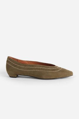 Intentionally Blank Intentionally Blank Lofty Snipped Toe Ballet Flat in Khaki, Women's at Urban Outfitters