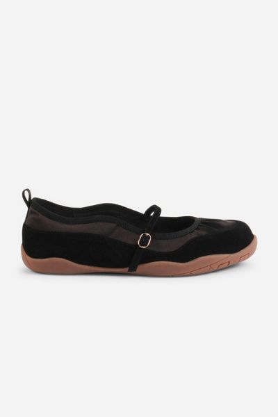 Intentionally Blank Intentionally Blank Pulse Suede Mary Jane Ballet Sneaker in Black, Women's at Urban Outfitters
