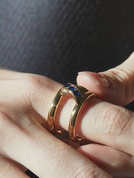 Invisible collage Blue Between Ring - Gold